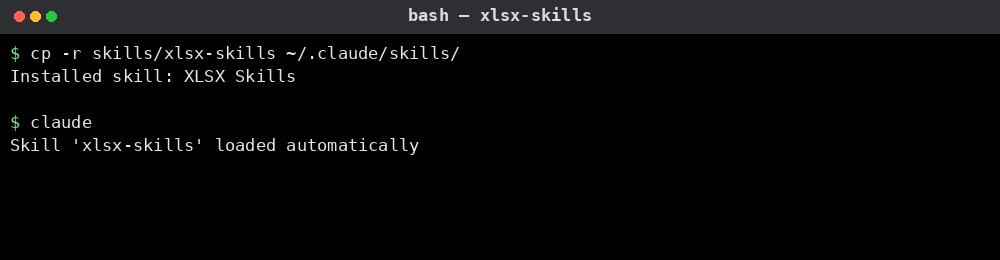 XLSX Skills 사용 예시