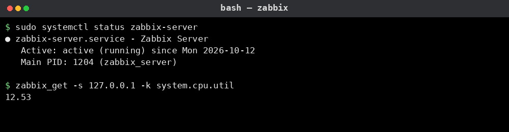 Zabbix 서버 상태와 에이전트 키 조회 예시